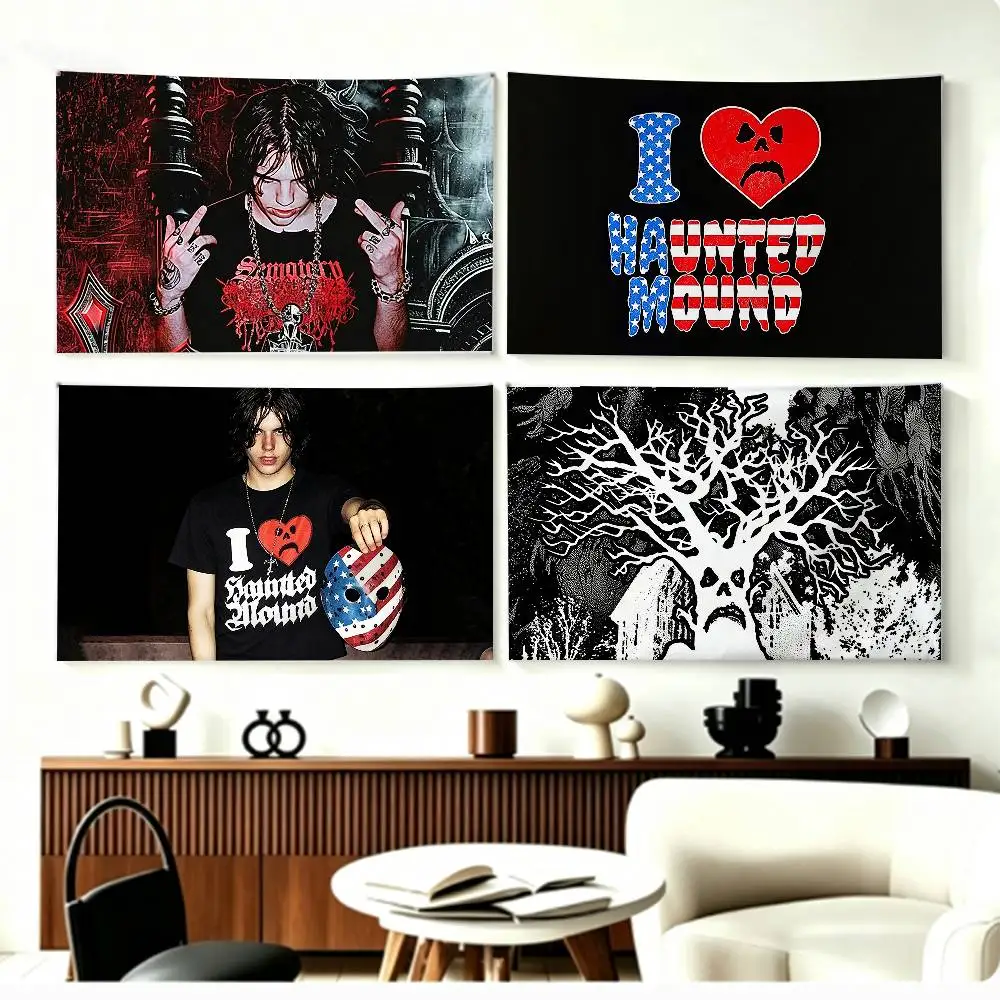 Grave Sematary H-Haunted M-Mound   Flags Wall Hanging Background Art Banner for Bedroom Home Outdoor Decor