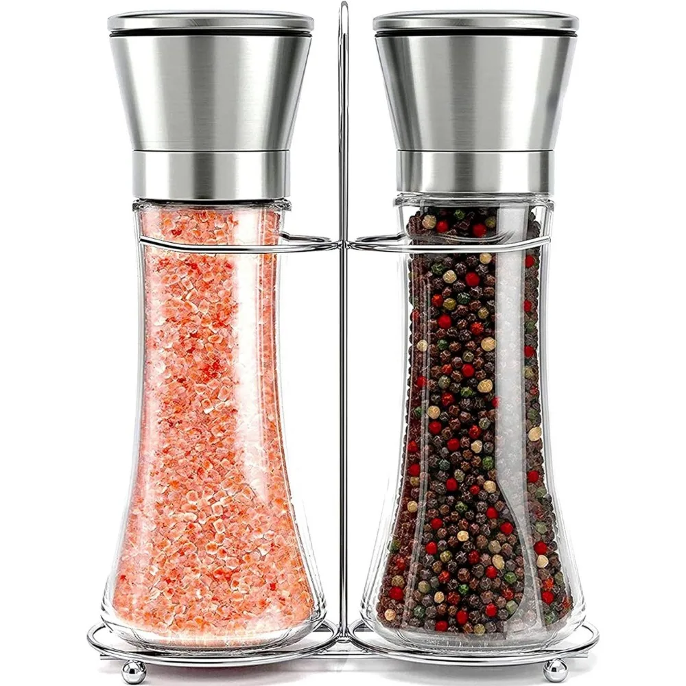 1pc Salt and Pepper Grinder Set Stainless Steel Refillable Salt & Peppercorn Shakers Kitchen Tools