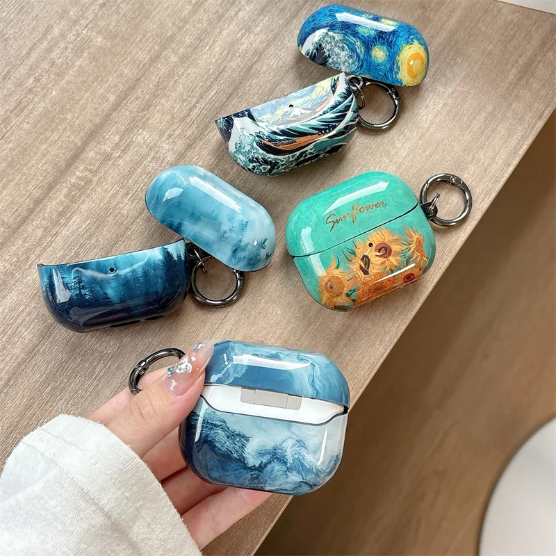 Buds 3 Pro Hülle für Samsung Galaxy Buds 3 Cover Van Gogh Buds3 Pro Kreativ für Samsung Buds 3 Box Niedliche Ohrhörer Lade Funda