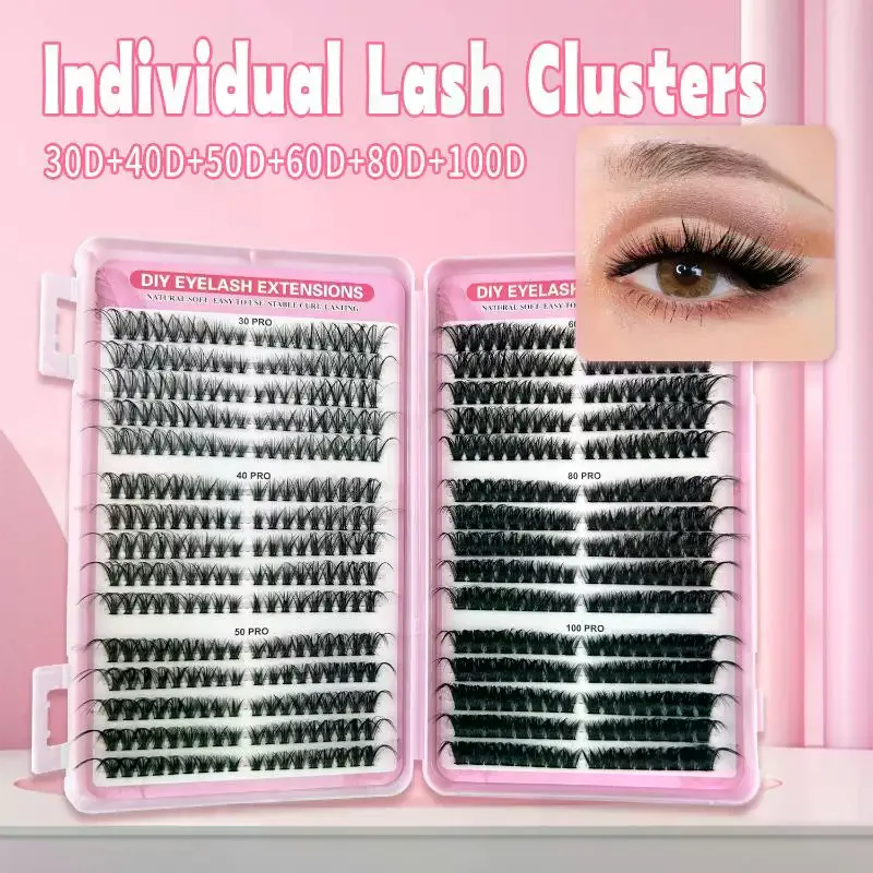 570 Stück 30D/40D/50D/60D Einzelwimpern-Bücher, Wimpernverlängerungen, falsche Wimpern, DIY-Wimpernverlängerungen für zu Hause, Wimpern-Cluster-Make-up