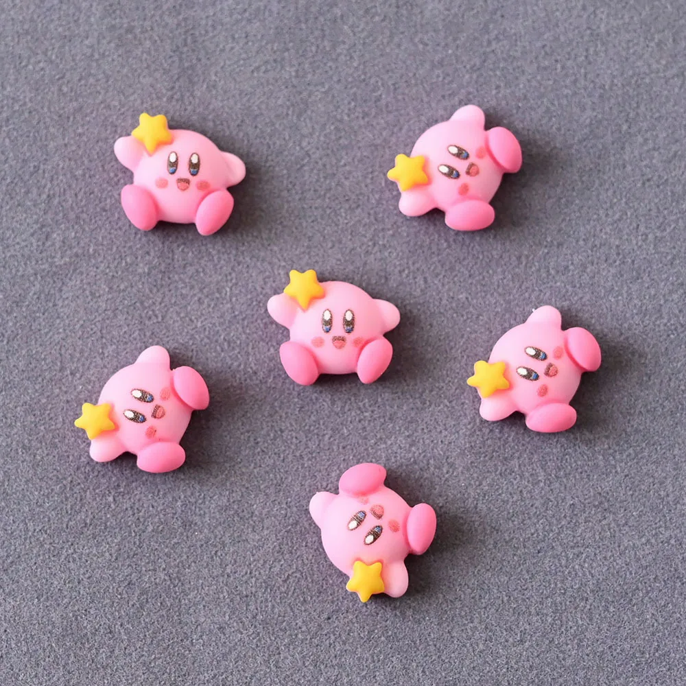 20Pcs Kawaii Anime Cartoon Kirby Nail Tips Charms Ornament Acrylic Diy Resin Doll Phone Case Nail Accessory Cute Gift for Girl