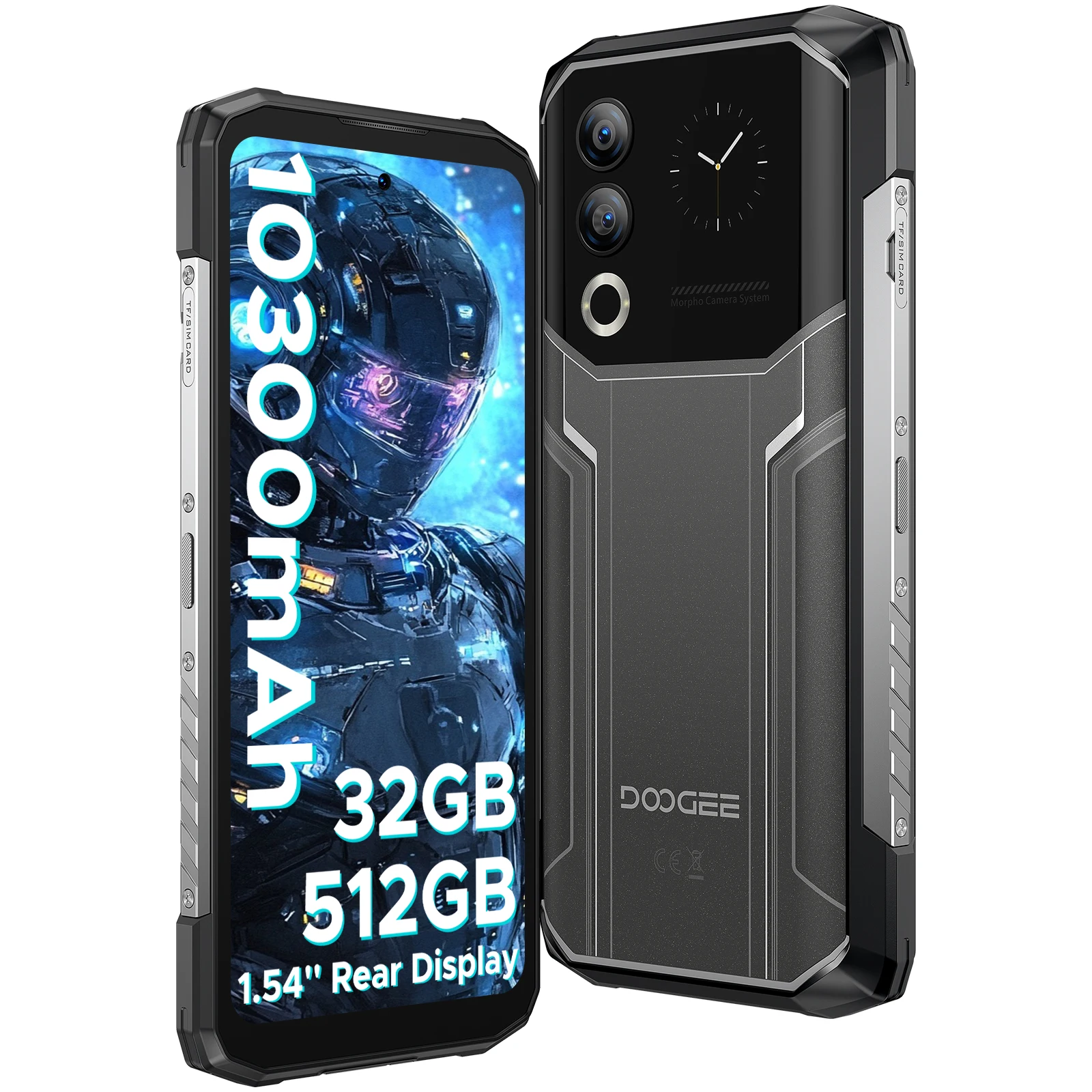DOOGEE Blade20 Ultra Rugged Phone With 1.54'' Rear Display 6.6'' Screen 8GB 512GB 10300mAh Battery 50MP Camera NFC Smartphone
