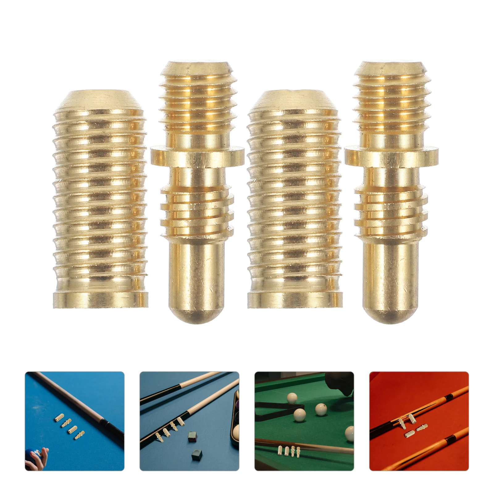 

2 Sets Socket Billiard Cue Screws Heavy Duty Copper Pool Golden Extension Joint