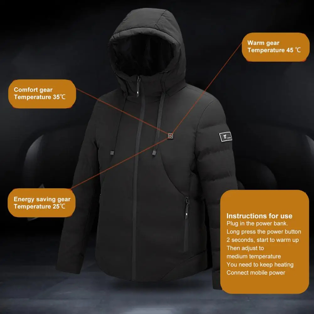 

Men Heating Coat Popular 3 Temperature Modes Washable Constant Temperature Heated Jacket Heated Clothing