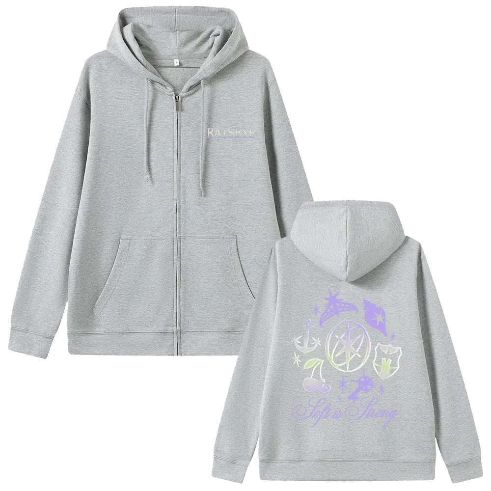 الكورية Kpop Katseye غابرييلا الجرافيك قلنسوة بسحاب الرجال النساء الهيب هوب موضة المتضخم زمم سترة Y2k الجمالية البلوز