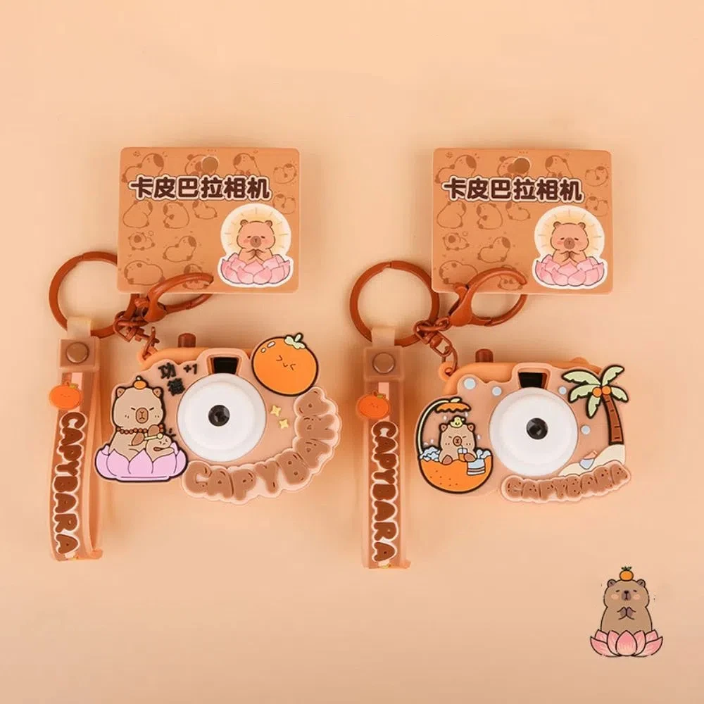 Projection Capybara Projection Camera Keychain Simulation Luminous with Flashlight Capybara Mini Camera Keyring Creative Cute