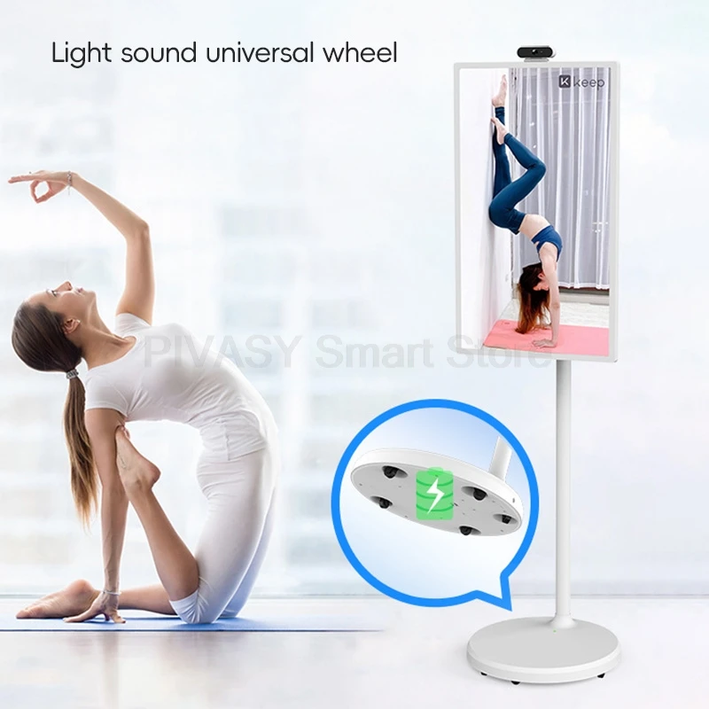 Multi-sized Touch Screen Smart TV For Fitness Wireless Casting External Camera Portable Adjustable Height Interactive Monitor