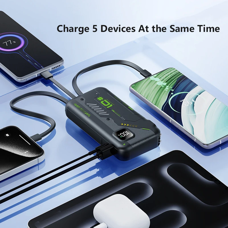 

Многофункциональный внешний аккумулятор 3-в-1 на 20000 мАч с быстрой зарядкой 22.5 Вт для iPhone 17 и Samsung, с кабелем и сетевой вилкой