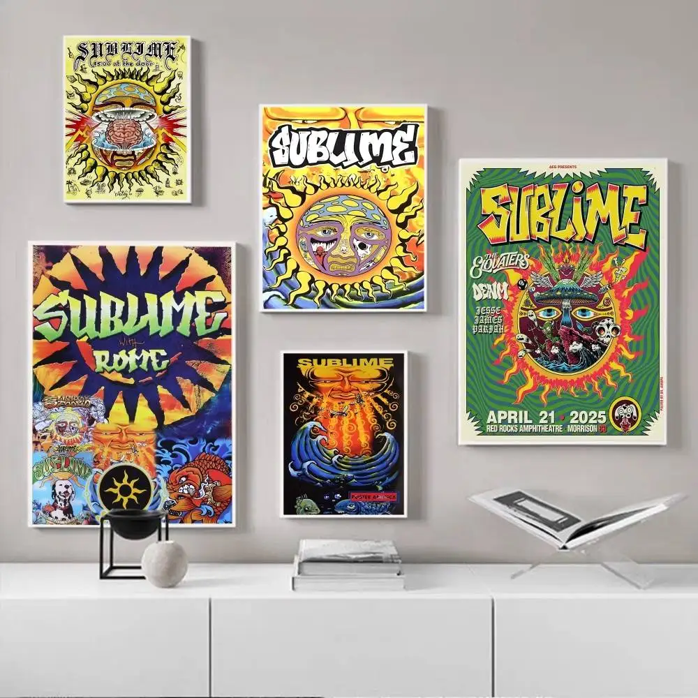 Classic Ska Punk Band S-Sublime DIY Sticky Poster Waterproof Paper Sticker Coffee House Bar Stickers Wall Painting