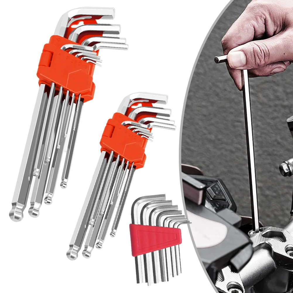

9-Piece Wrench Set Household Repair Tool DIY Projects Ball Head Design Easy Entry To Hex Nuts Galvanized Finish