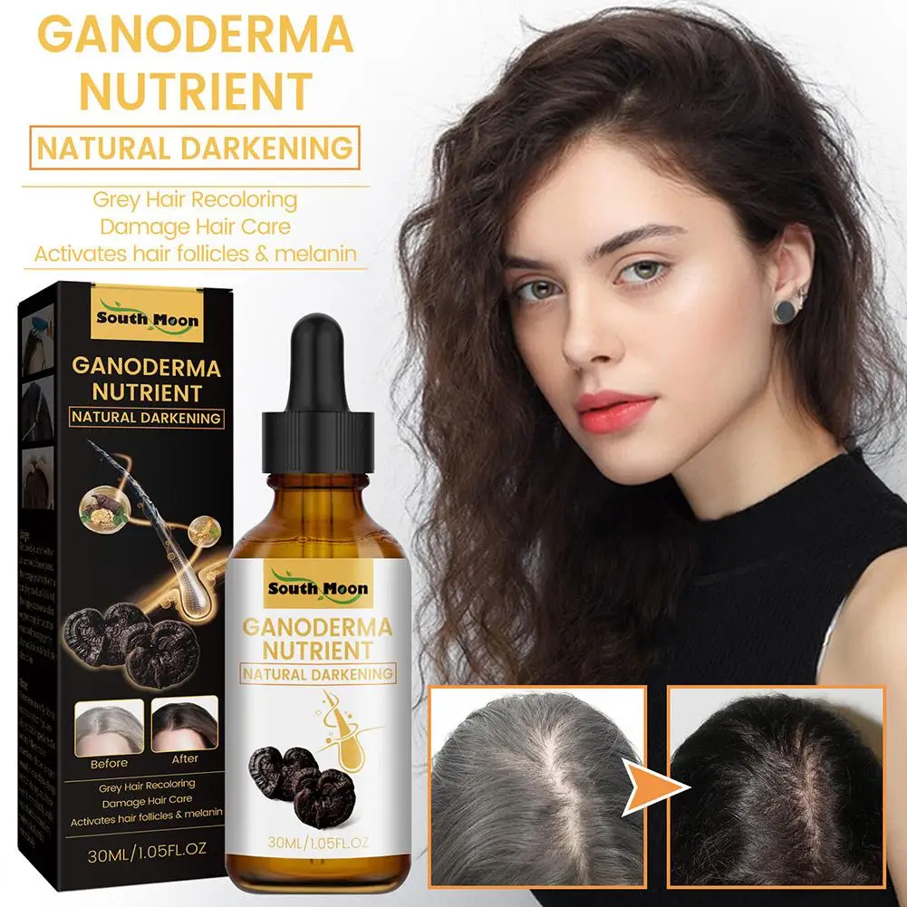 Серая Сыворотка для волос Ganoderma, питательные натуральные затемняющие сыворотки для восстановления здоровых волос, 1-5 шт., 30 мл