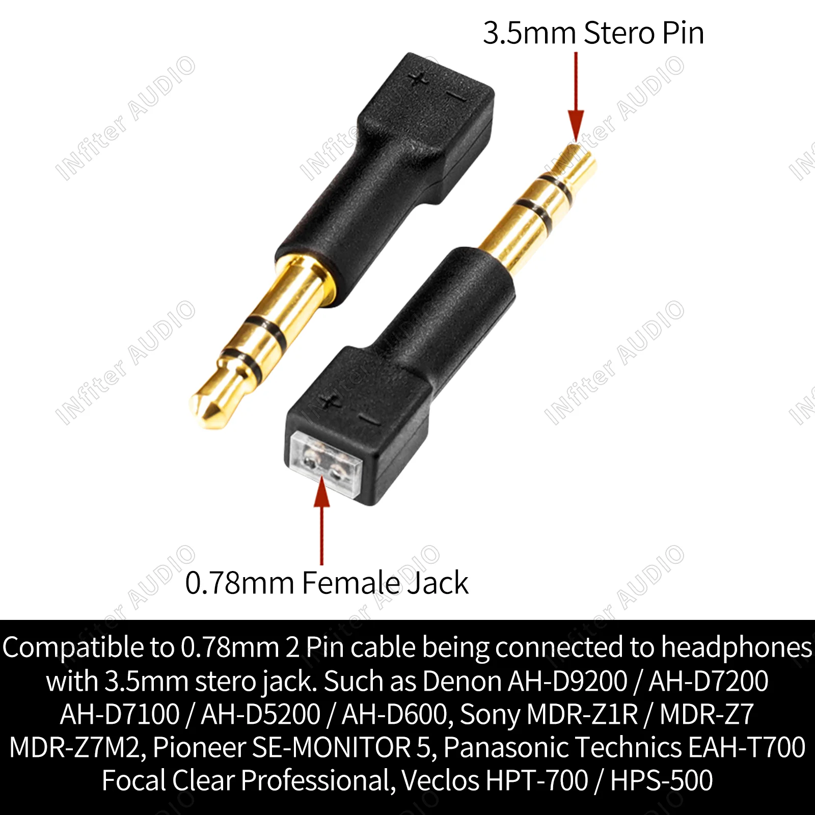 ヘッドホン用アダプター,3.5〜3.5mm,ソケット3.5mm,2ピンから0.78mm,m1, m2, zx-1, wxd-3