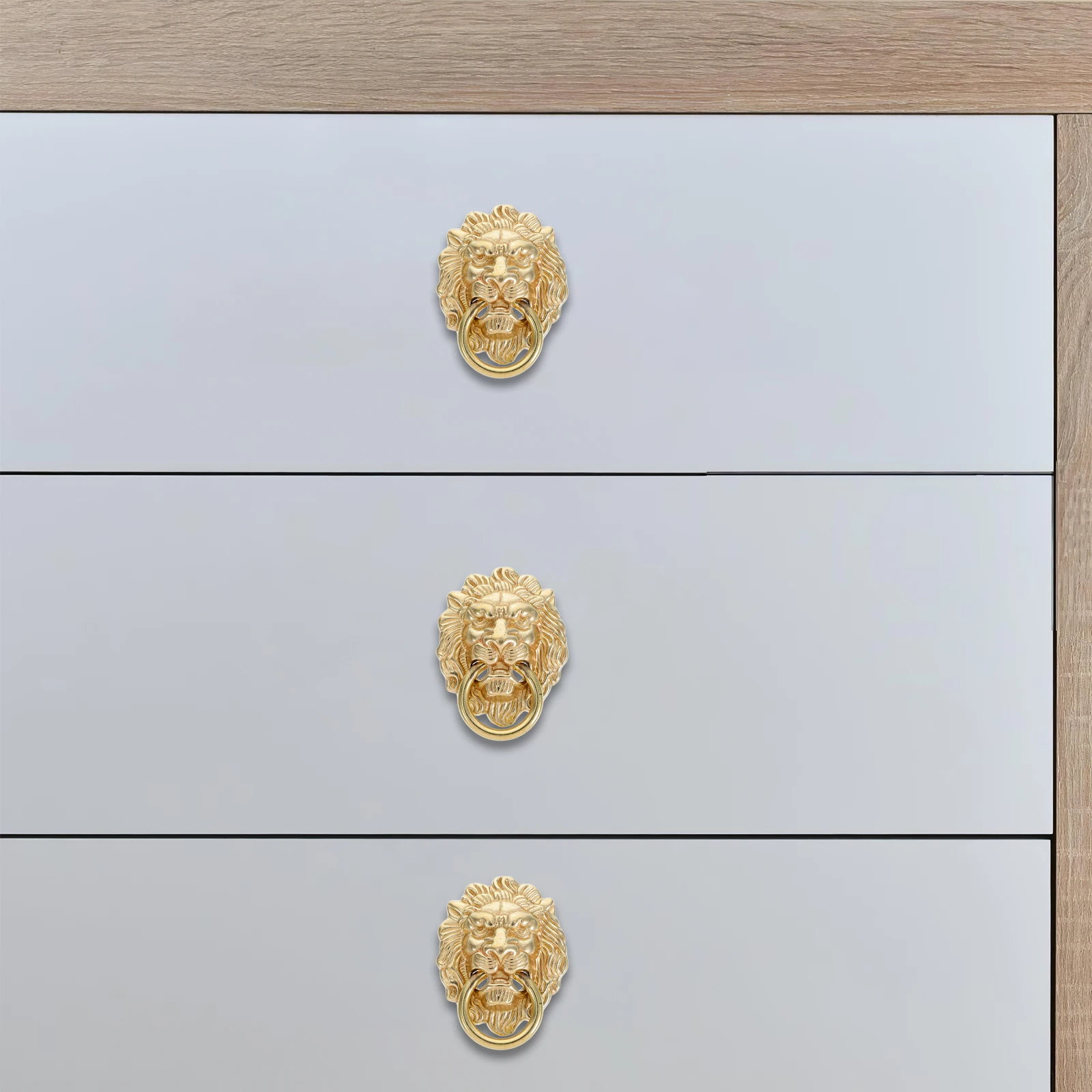 

2 Pcs Brass Handle Kitchen Cabinet Handles Classic Lion Knocker Head Chinese Ancient Style Door Wardrobe