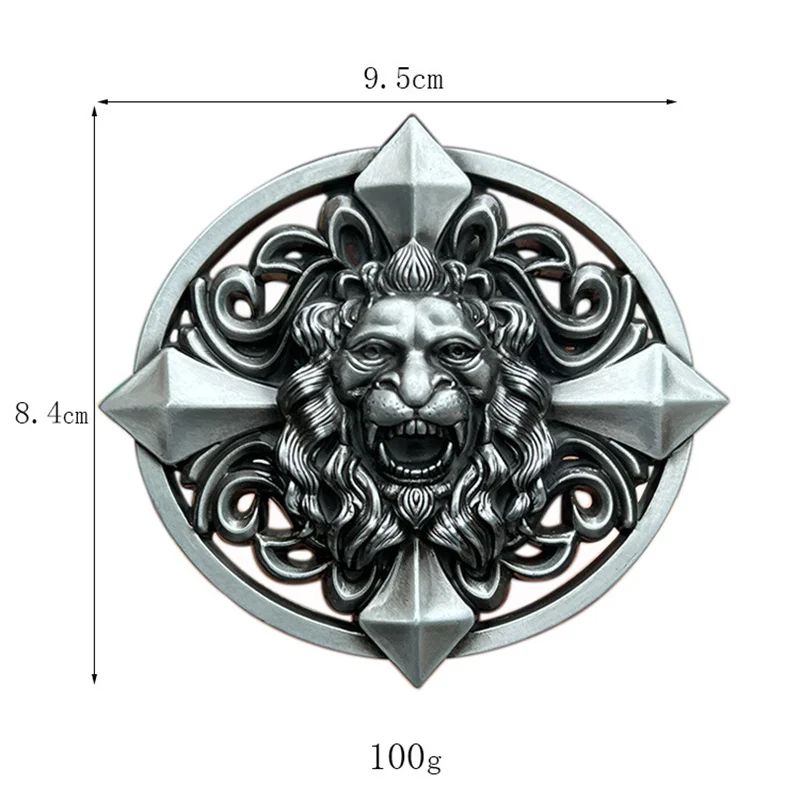 Cross lion head belt buckle Western style European American