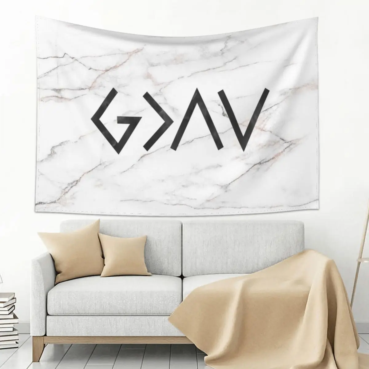 Бог больше, чем взрыв и лов - гобелен с христианским мраморным дизайном Бог больше, чем взрыв и лов - гобелен с христианским мраморным дизайном