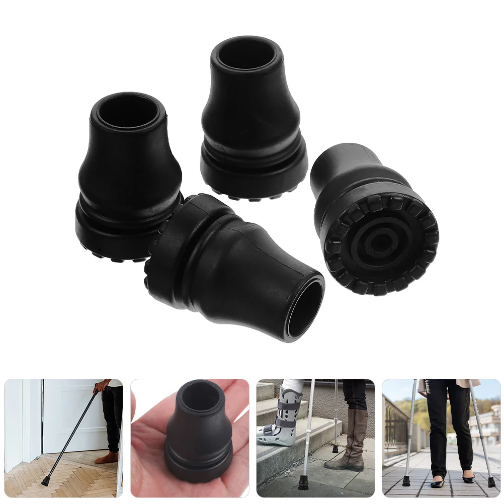 4 Pcs Crutch Pads Cane Replacement Tips Walking Pole Stick Plastic Ends Anti-skid on Foot Non-slip Feet