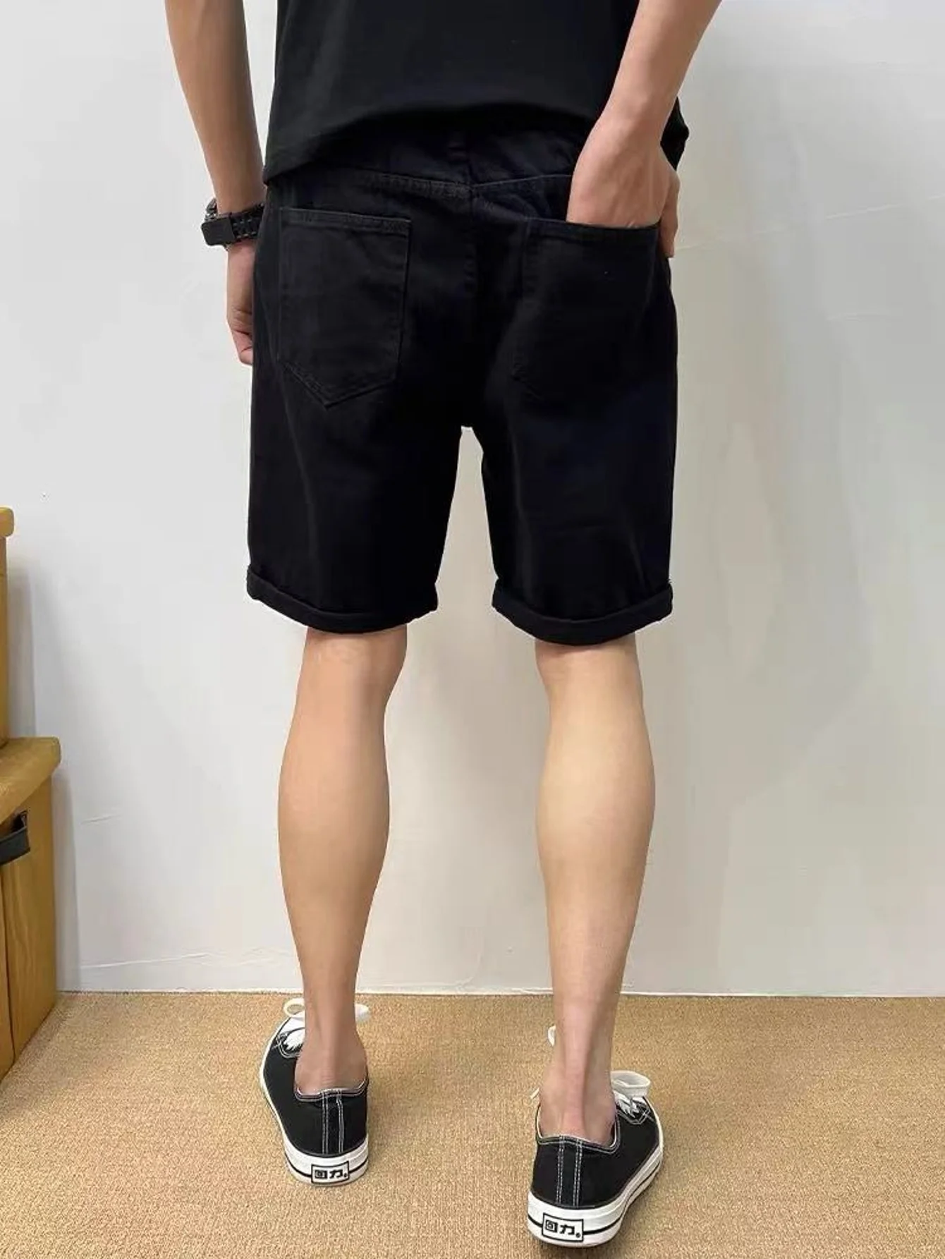 

Мужские черные джинсовые шорты Slim Fit Y2K Drip для мужчин