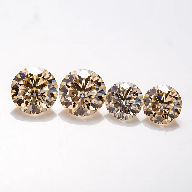 Loose Moissanite Champagne Color Rpund Brilliant Cut 6.5MM  1.0CT  Color VVS1 Gemstone for Making Engagement ewelry