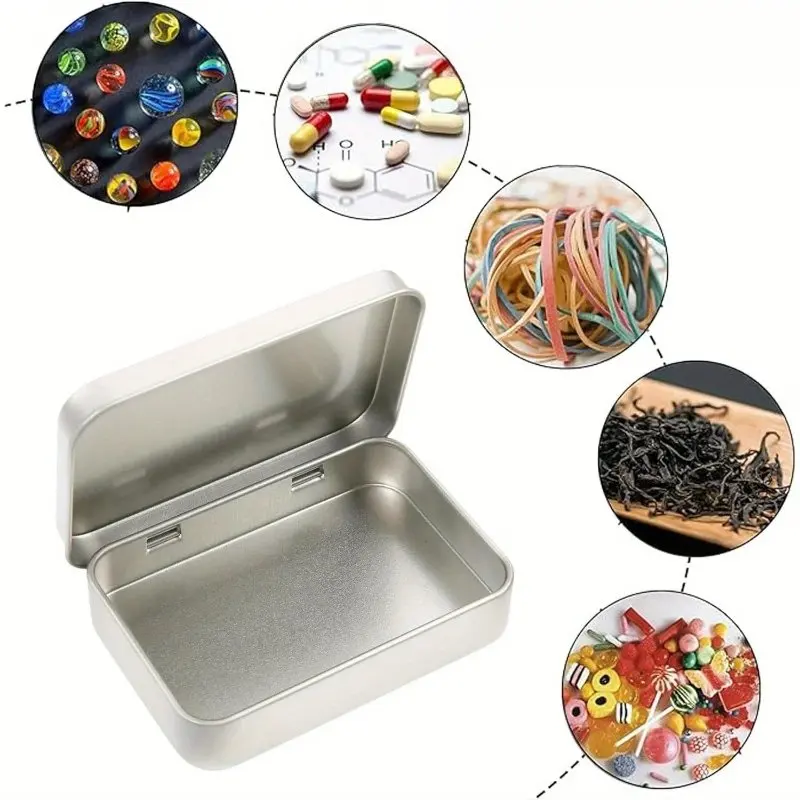 

Набор из 4 мини-металлических прямоугольных коробочек с откидной крышкой, серебристые, для хранения ювелирных изделий, ключей, монет, конфет, свадебных сувениров