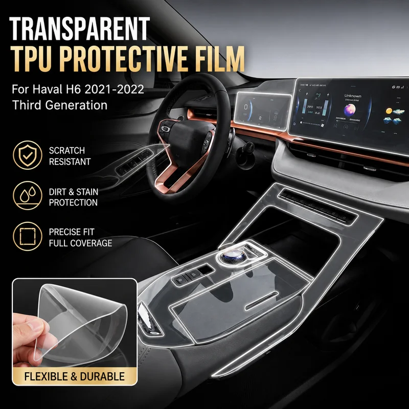 For Haval H6 2021-2022 Third Generation Center Console Screen Interior Trim Sticker Transparent TPU Protective Film