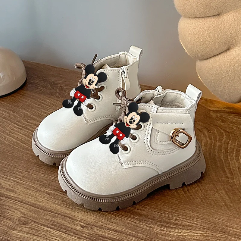

Детская повседневная обувь с Микки Маусом Disney, ботинки, осенне-зимняя обувь для мальчиков и малышей, кроссовки для девочек, пинетки на мягкой подошве, первые ходунки