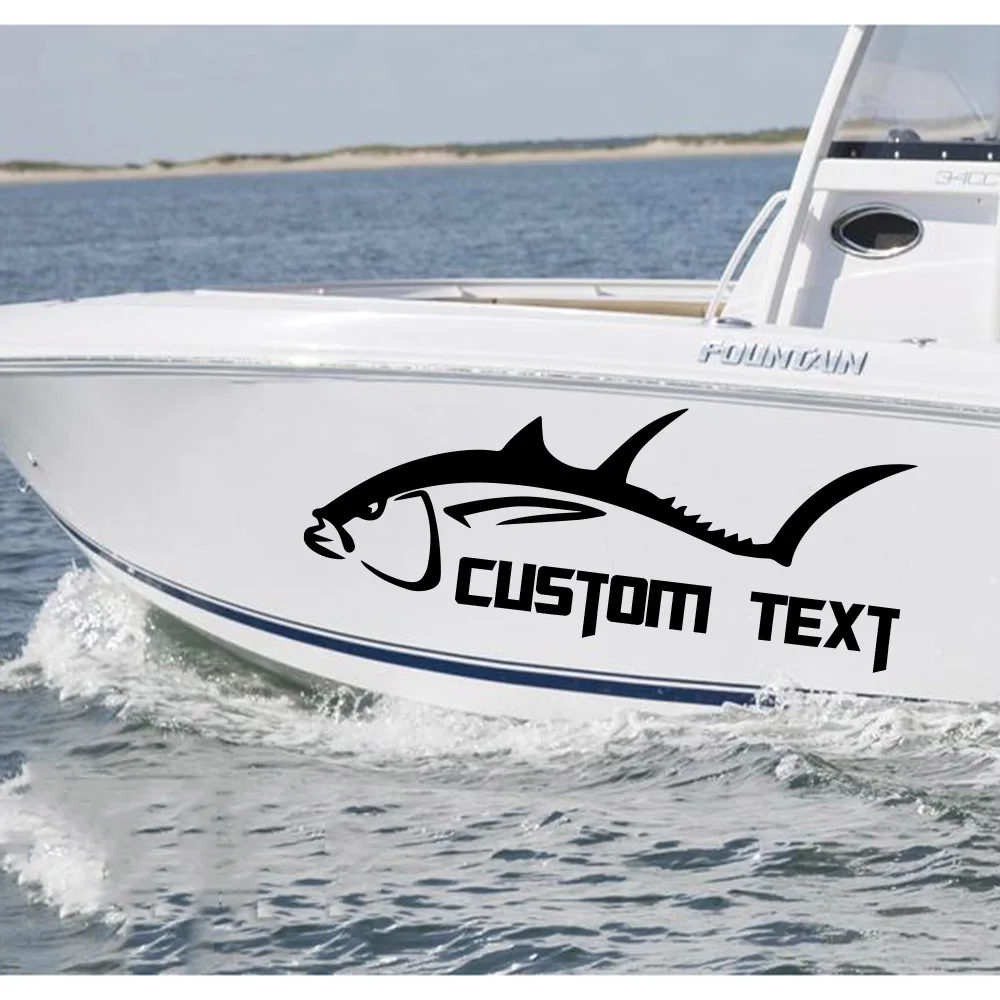 1PC Cute Sea Bass Removable Customized Name Sticker For Car Body Boat Ship Decor Vinyl Decal Vehicle Custom Stickers