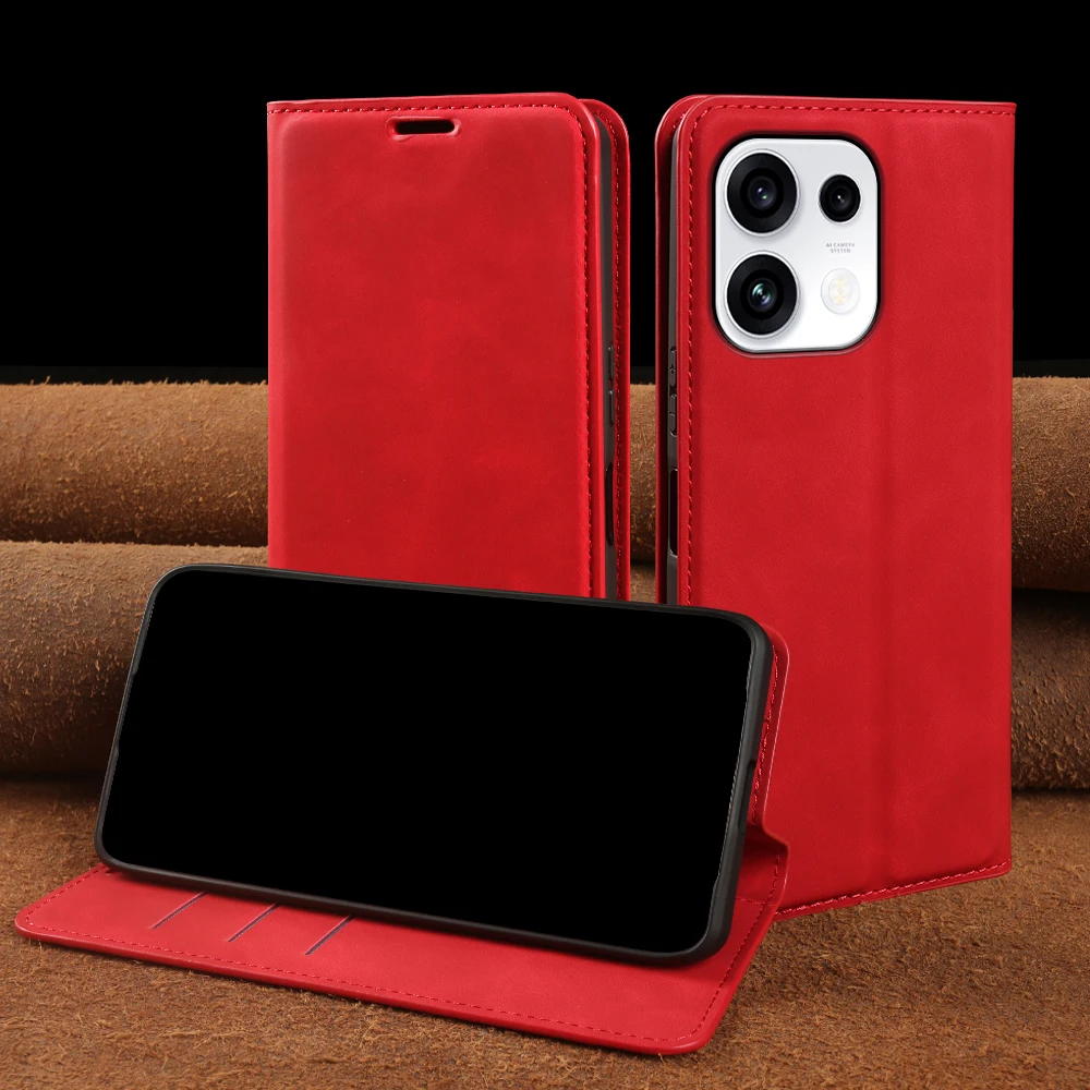 Skin-Touch Leather Phone Case Cover For OPPO Find X9 Pro Ultra Reno 14 15 16 F FS 15C F31 Pro A5X A6S A6X A6 A6T Pro Flip Case