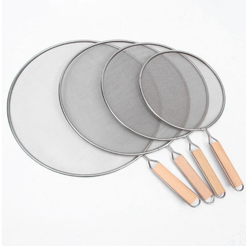 Cooking Frying Stainless Steel Anti Splatter Guard Oil Net Grease Splatter Screen Pan Mesh Guard Splash Cover Easy Install 33Cm