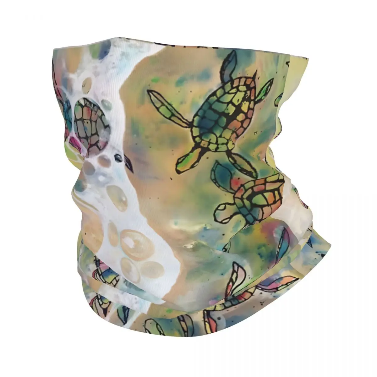 Good Luck Baby Sea Turtles Poster Scarf Neckerchief Neck Face Mask Polyester