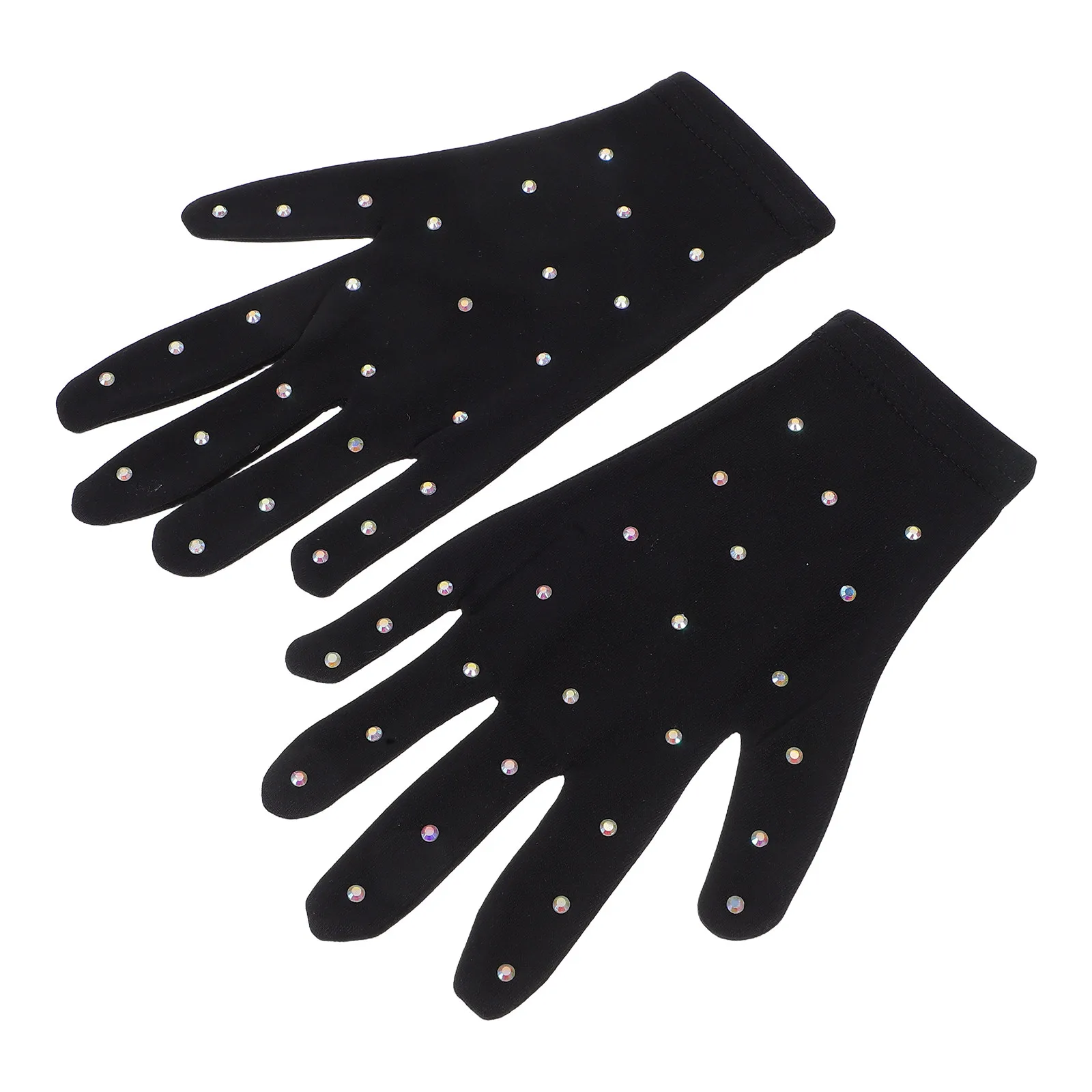 

1Pair Figure-Skating Gloves Performance Elastic Fiber Breathable Rhinestone Decorative Party Stage Gloves for Girls