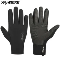 YKYWBIKE Guantes de ciclismo Dedo completo 0-15 ° C Guantes impermeables para bicicleta de carretera con pantalla táctil amortiguadora de forro polar cálido para invierno MTB