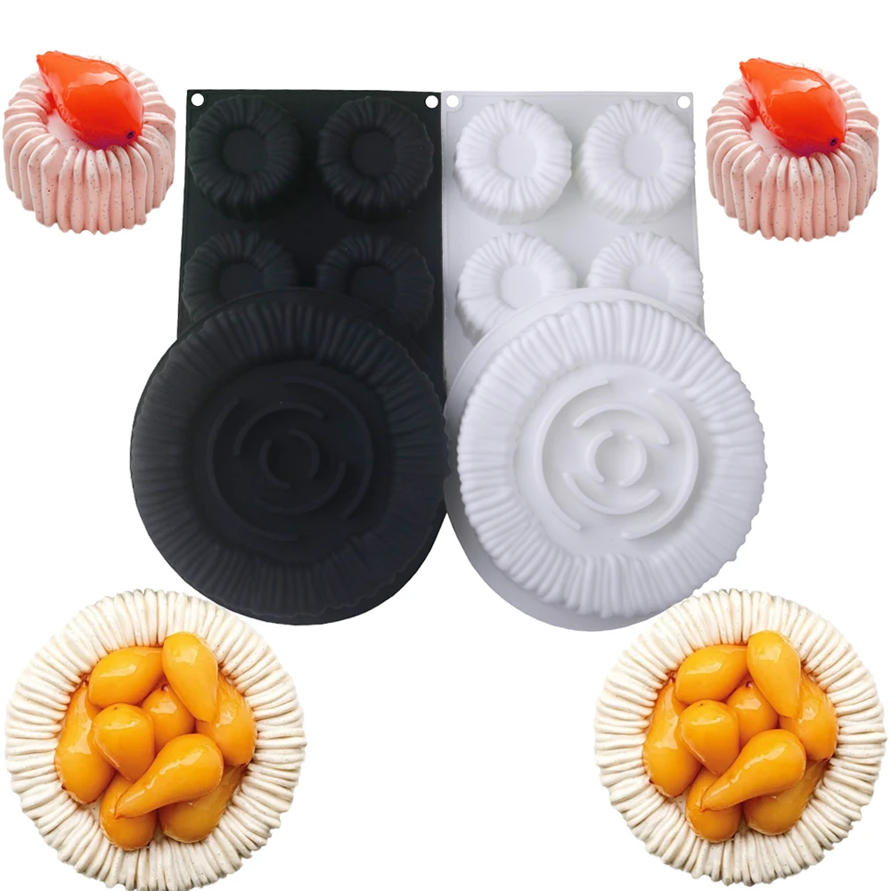 Konkav-konvexe Tassenformen mit 6 Mulden oder einzelner Wollstruktur, Charlotte Cake Mousse-Formen, französische Gebäck-Silikon-Backformen
