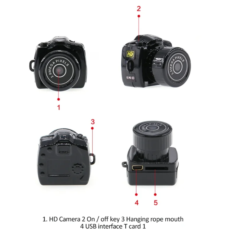 Мини-видеокамера 480P Мини-видеокамера DVR Y2000 Портативная веб-камера Видеодиктофон Камера