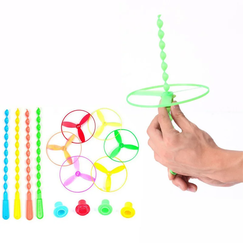 20PCS/Lot Children's Fun Outdoor Game Sports Set Manual Rotating Dragonfly Flying Saucer Helicopter Novelty Toys Holiday Gift