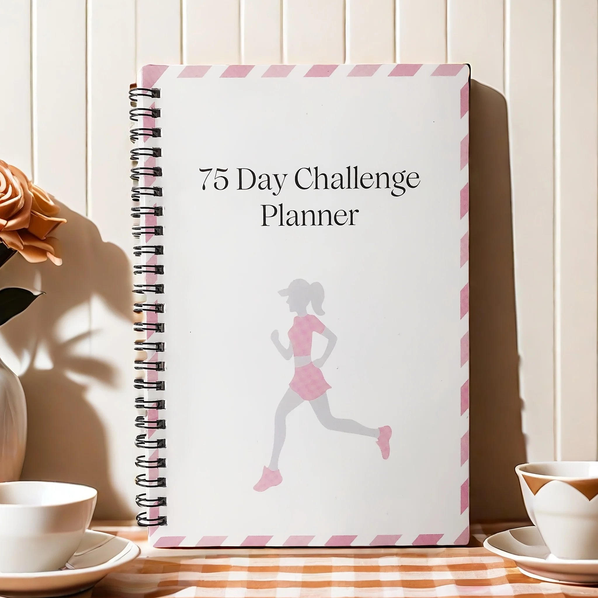 Planificador de desafíos de ejercicios de 75 días: diario en espiral con rastreadores diarios/semanales, rastreador de entrenamiento y Habit, cuaderno de éxito motivacional
