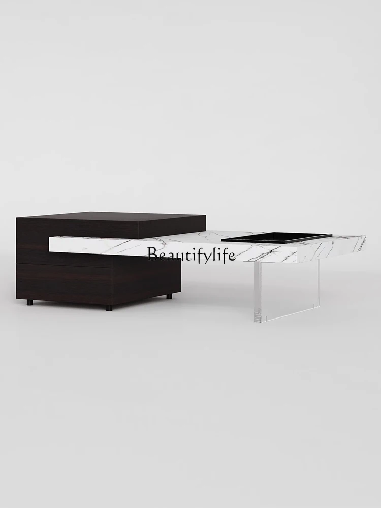 

*Slate coffee table minimalist light luxury advanced suspended rectangular storage modern simplicity
