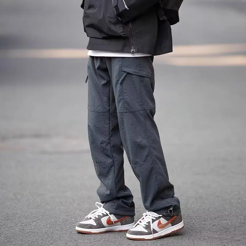 

Мужские повседневные брюки свободного кроя с прямыми штанинами, весенне-летние, модные, для спорта и активного отдыха, в уличном стиле, больших размеров, рабочая одежда