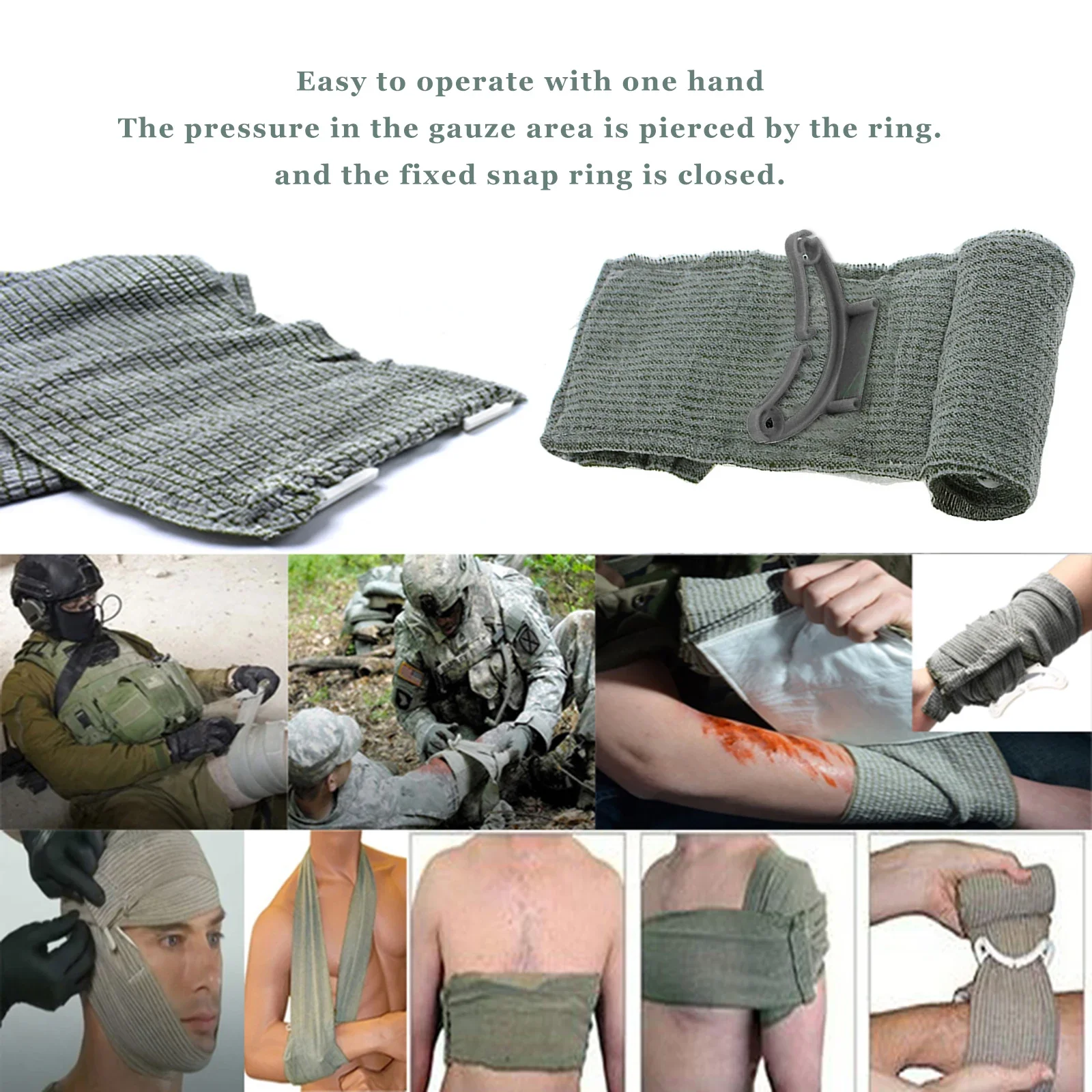 4/6inch Israeli Bandage Rescue Wound Dressing Emergency Compression for Battle Dressing First Aid Trauma Military Bandages