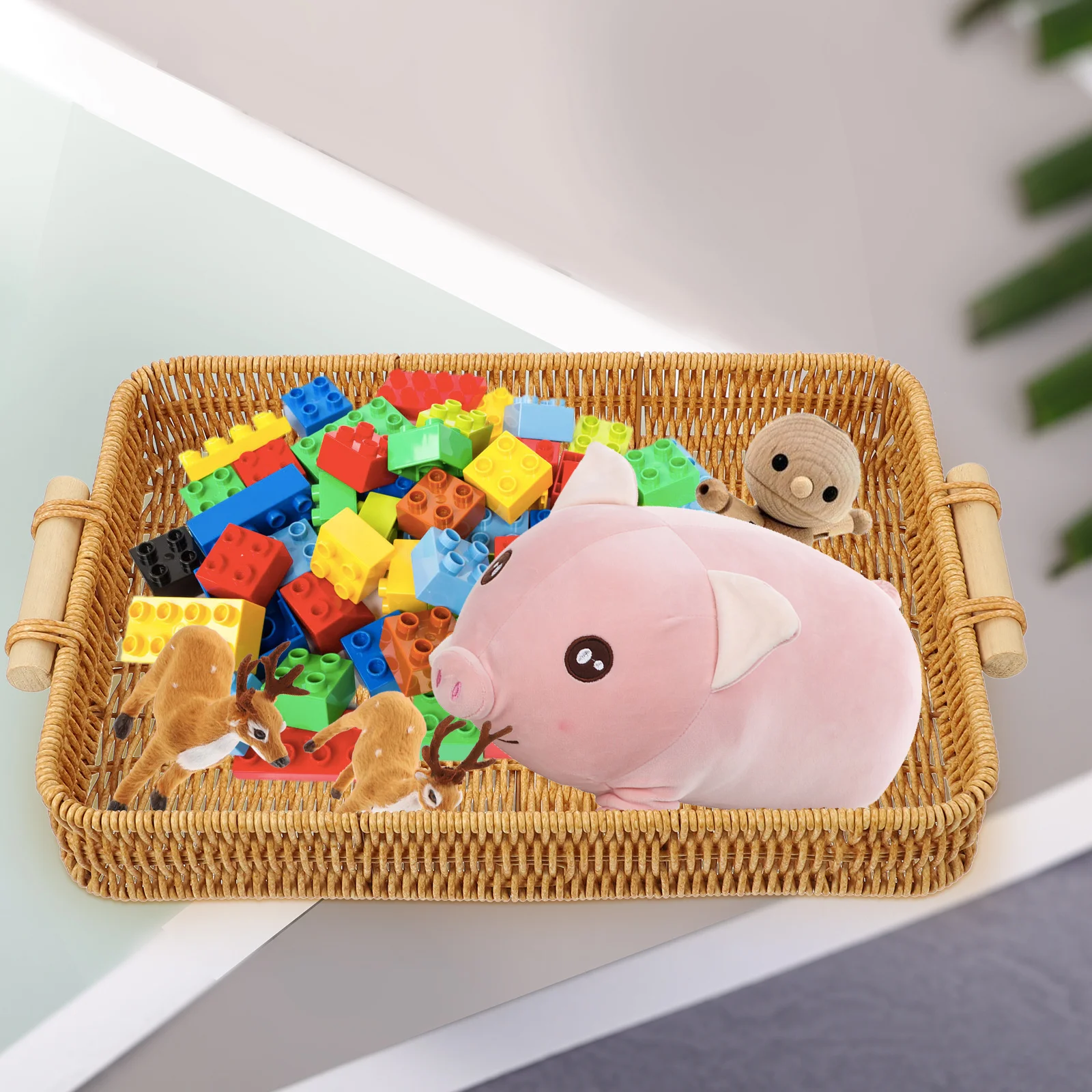 

Rattan Woven Storage Basket Kitchen Home Office Decorative Bread Serving Tray Small Round Baskets for Snacks Cosmetics