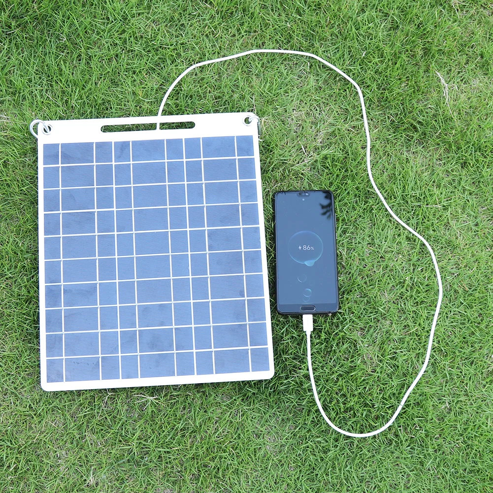 30W 5V Portable Solar Panel Polysilicon Solar Plate Waterproof Phone Power Bank Dual USB Ports for 3.6V-5V Battery/Phone Charger