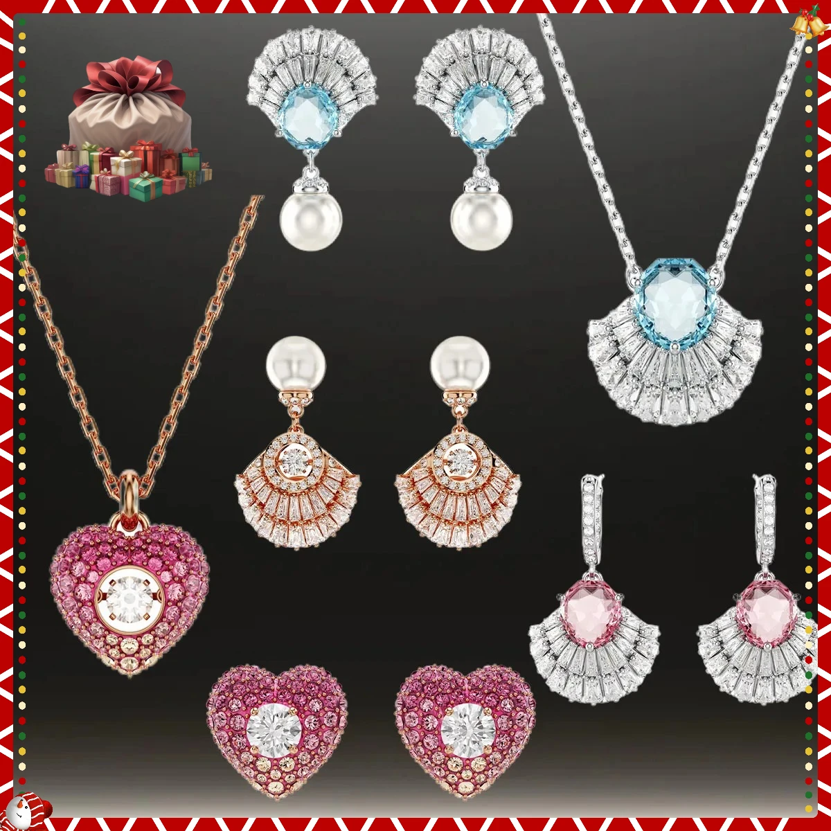 

2025 New Hot Selling Texture Colored Shell Love Necklace Valentine's Day Earring Set, Essential for Girlfriend in Line