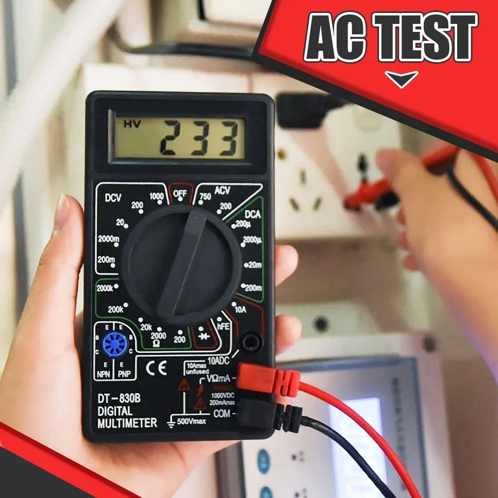 Multimètre numérique LCD DT830B, AC, DC, 750 V, 1000V, voltmètre, ampèremètre, testeur Ohm, haute sécurité, compteur de détermination