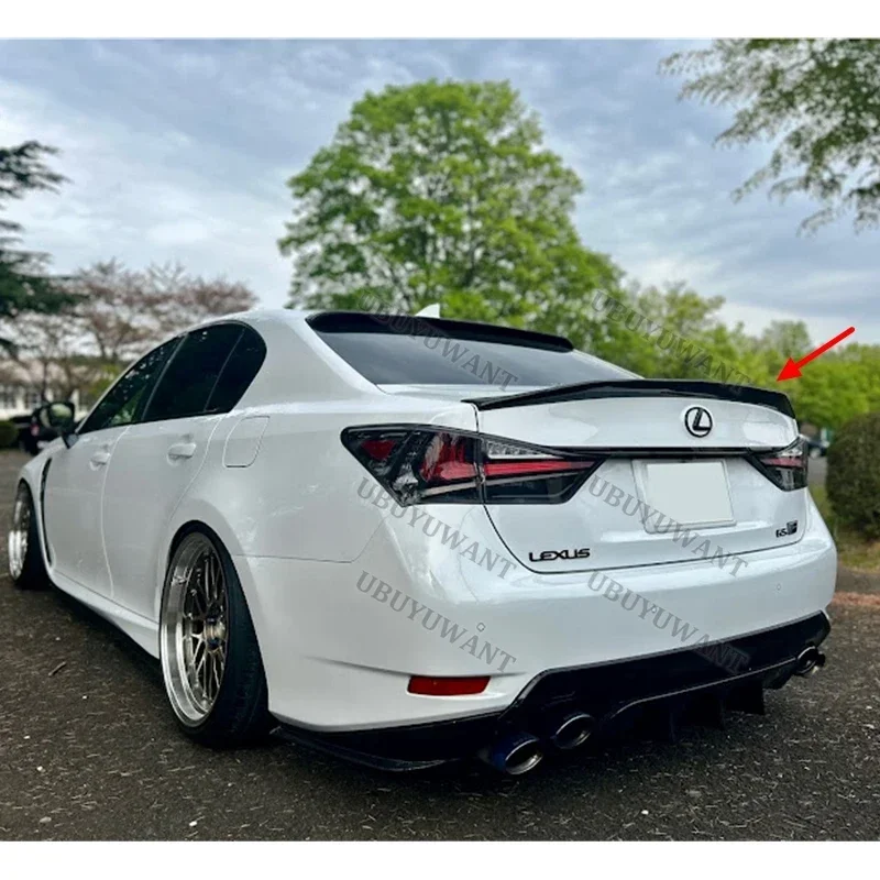 CARBON FIBER For LEXUS GS 350 300 450 13-16 Car Rear Spoiler Splitter Glossy Black Rear Trunk Lip Cap Wing - view 4