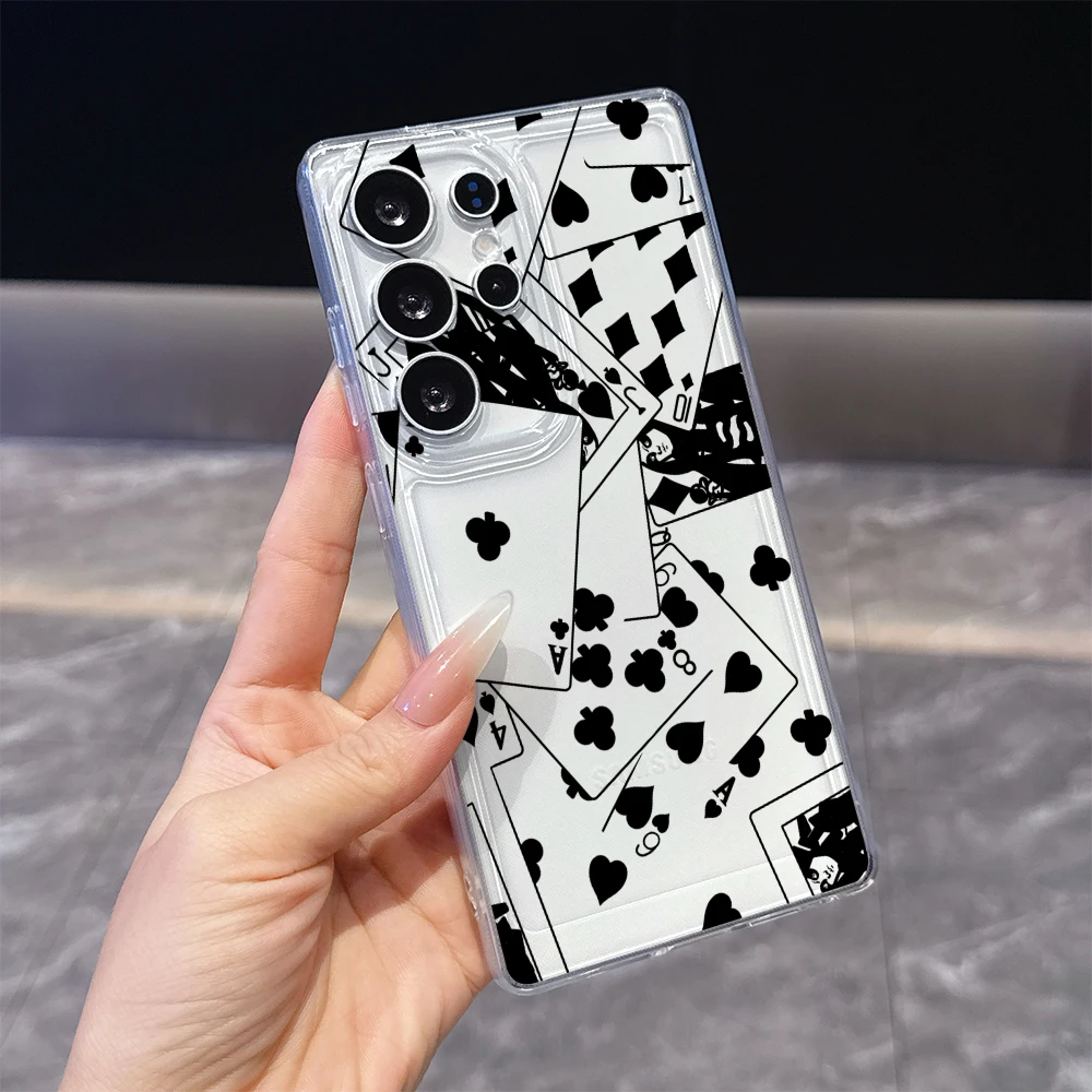 Black White Cards Shockproof Clear Soft Case For Samsung Galaxy S26 S25 S24 Ultra FE A15 A16 A25 A35 A54 A55 A57