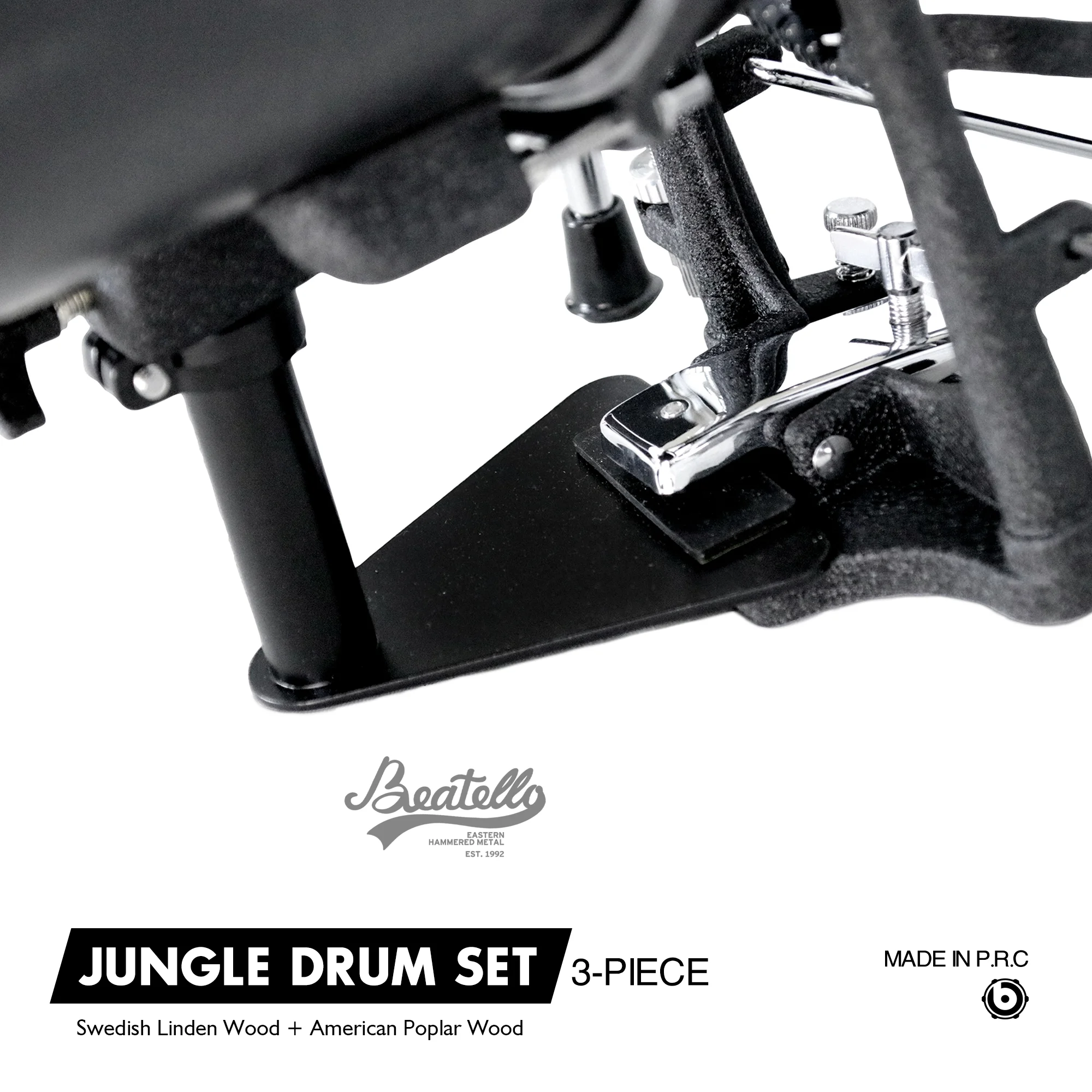 3-Piece Portable Percussion Instrument Metal Drum Set Aluminum Jungle 3-Drum Kit For Clubs