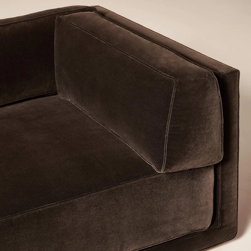 Modern design four-piece L-shaped dark brown velvet combination sofa, suitable for living room