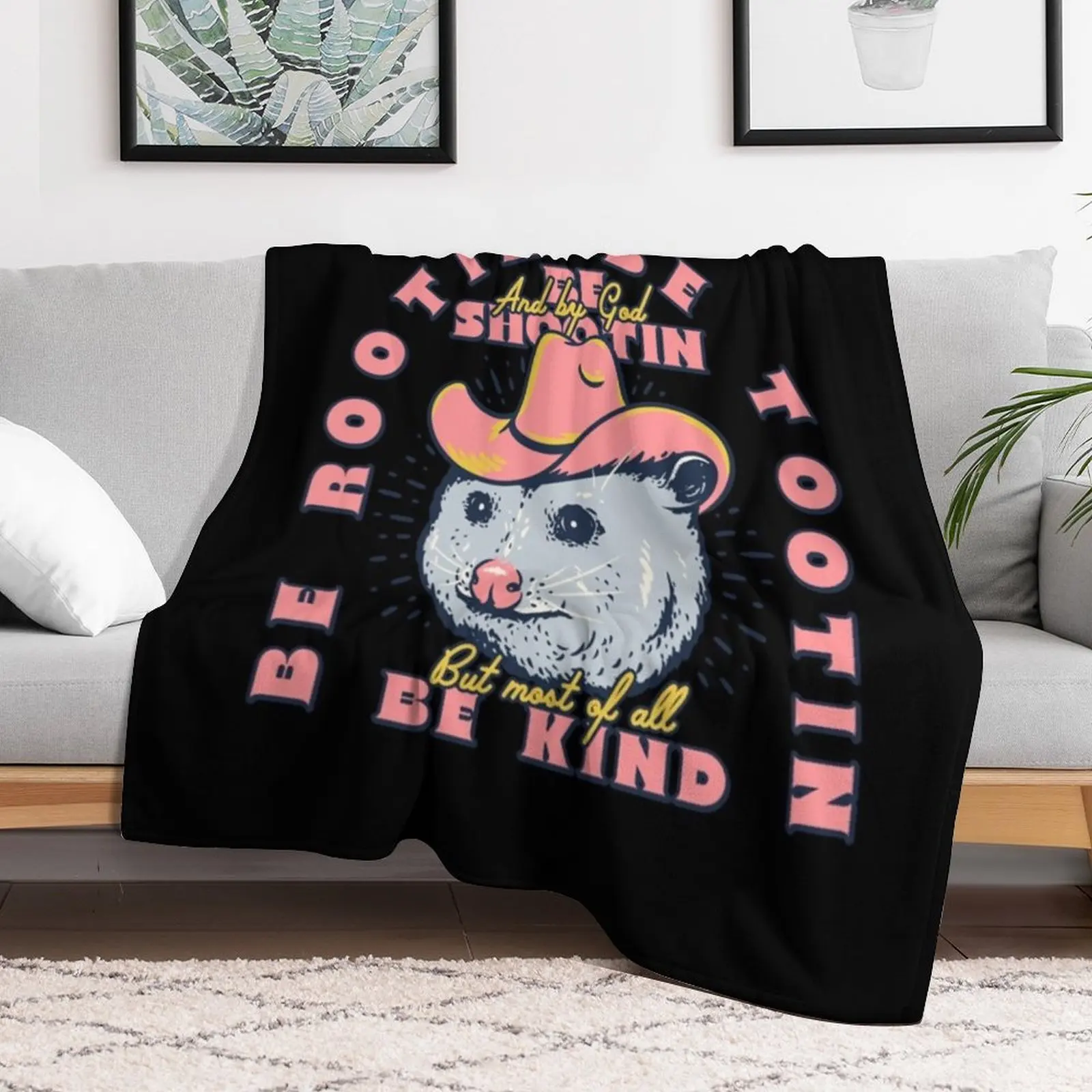 Rootin Tootin - Cowboy Advice, Poss Possum Opossum Throw Blanket