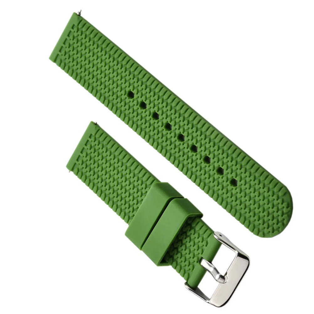 

18Mm Adjustable Green Eco-Friendly Silicone Wristband For Sports Watch Strap Replacement Fit Fitness Band Environmentally Safe