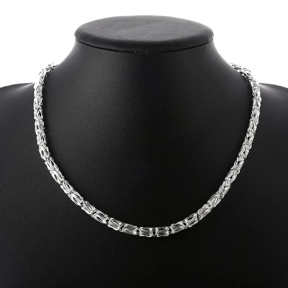 Fashion Classic 925 Sterling Silver 6MM Geometry Chain Necklace Bracelet for Man Party Wedding Jewelry Set Fine Christmas Gifts