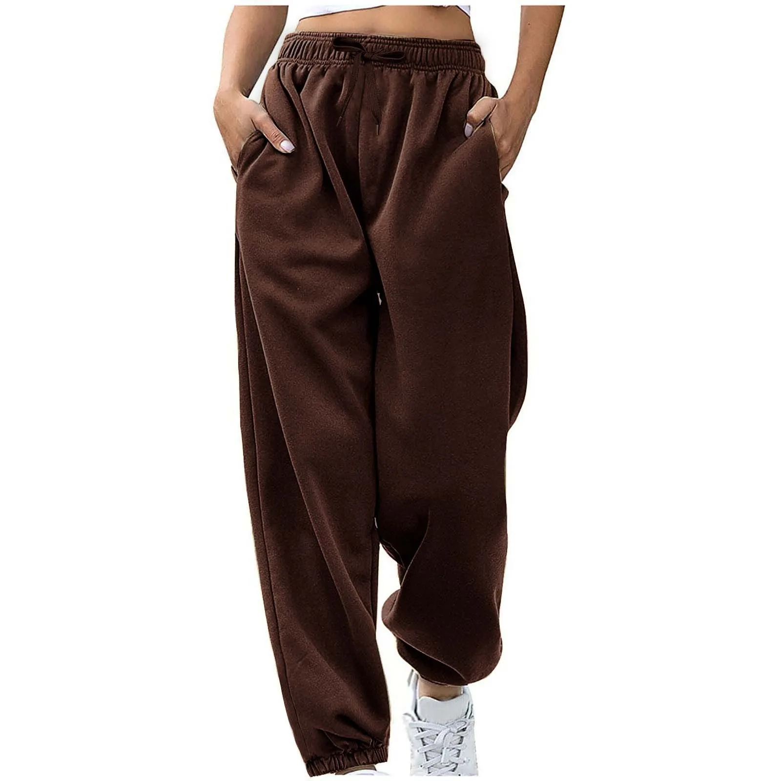 

Women Sweatpants Drawstrings Running Sport Joggers Trousers Cotton Loose Elastic Waist With Pockets Athletic Gym Fitness Joggers